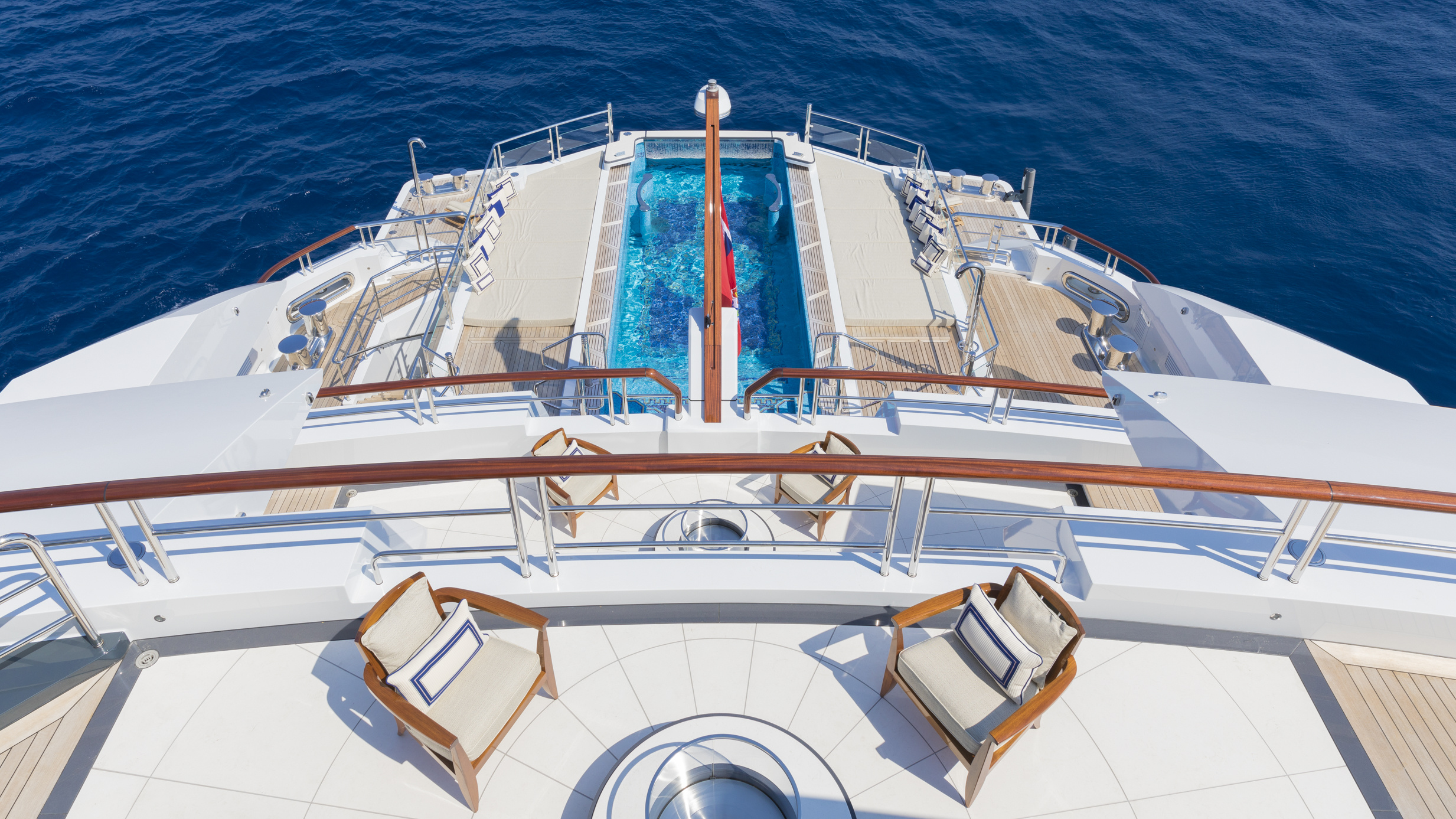 Superyacht sun deck with pool